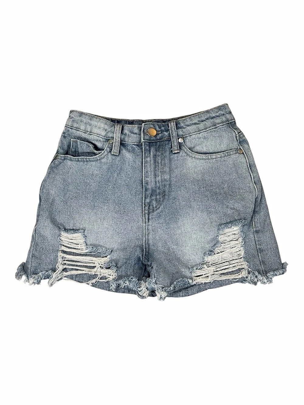 BP Jean Shorts, High-Rise Distressed Cutoff Denim Shorts, Blue Waist 24, Size 00